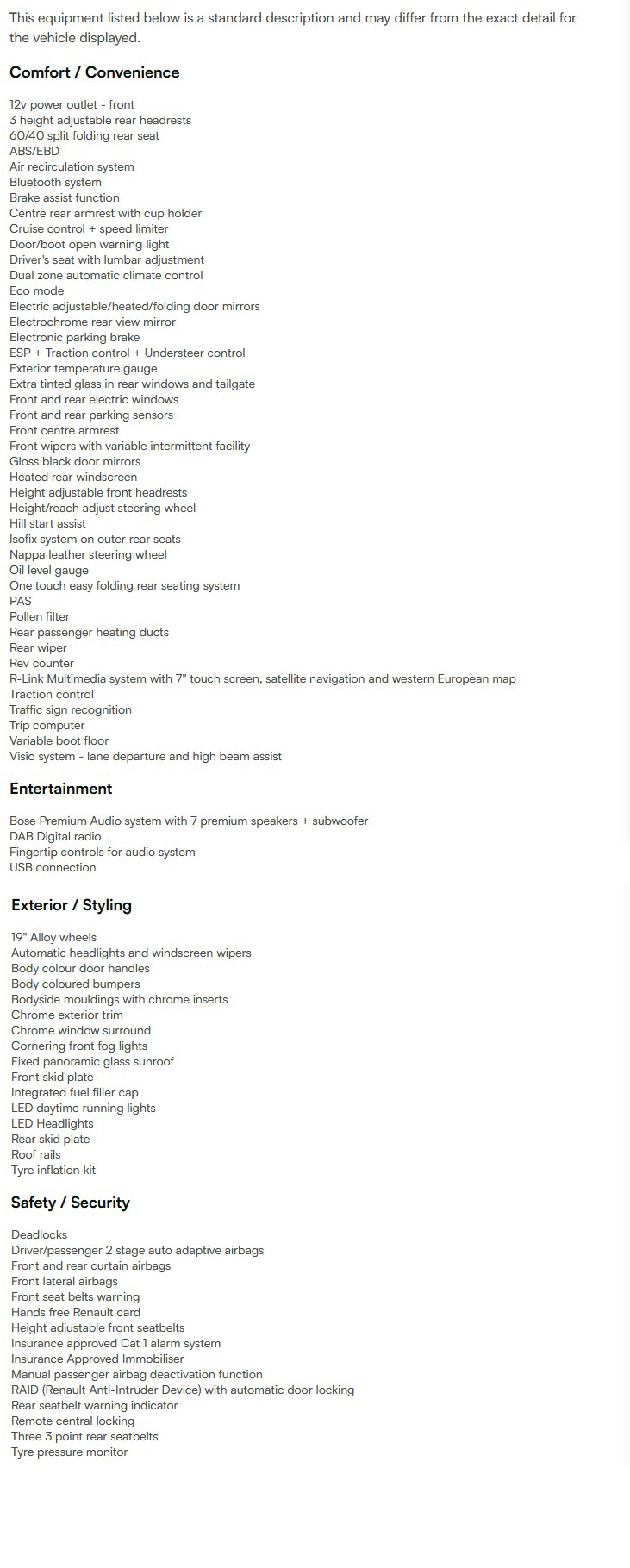 vehicle equipment