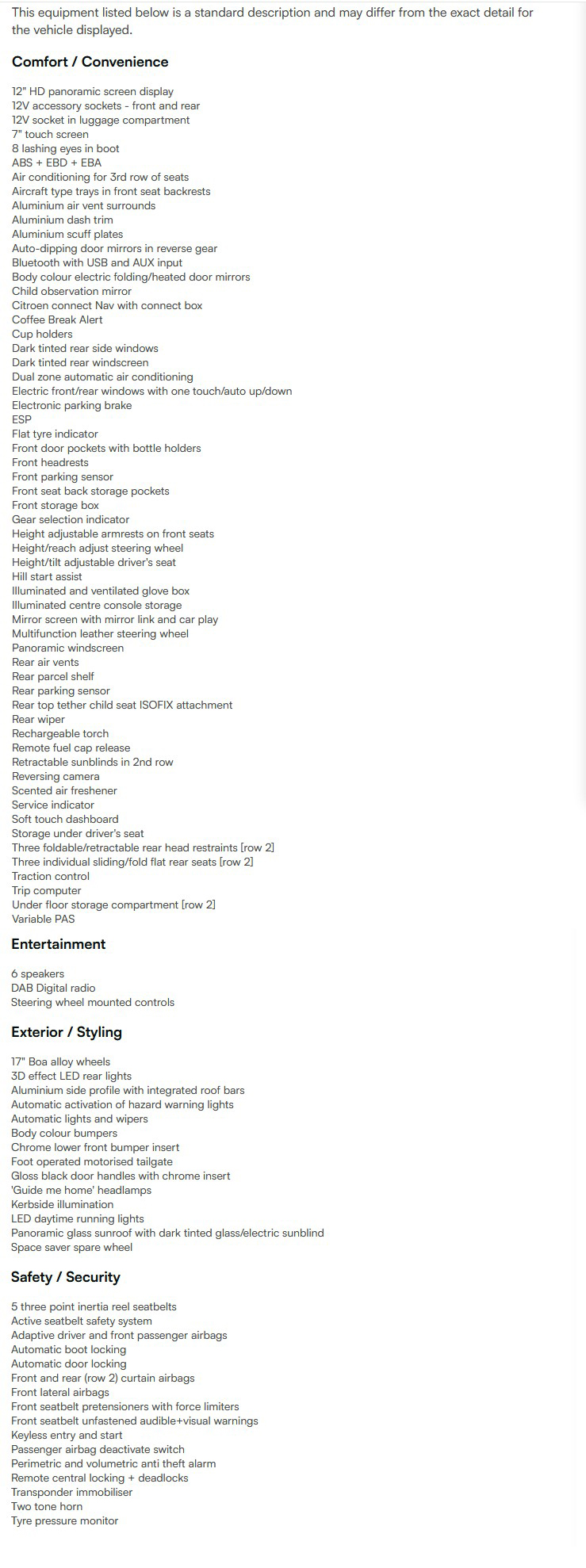 vehicle equipment