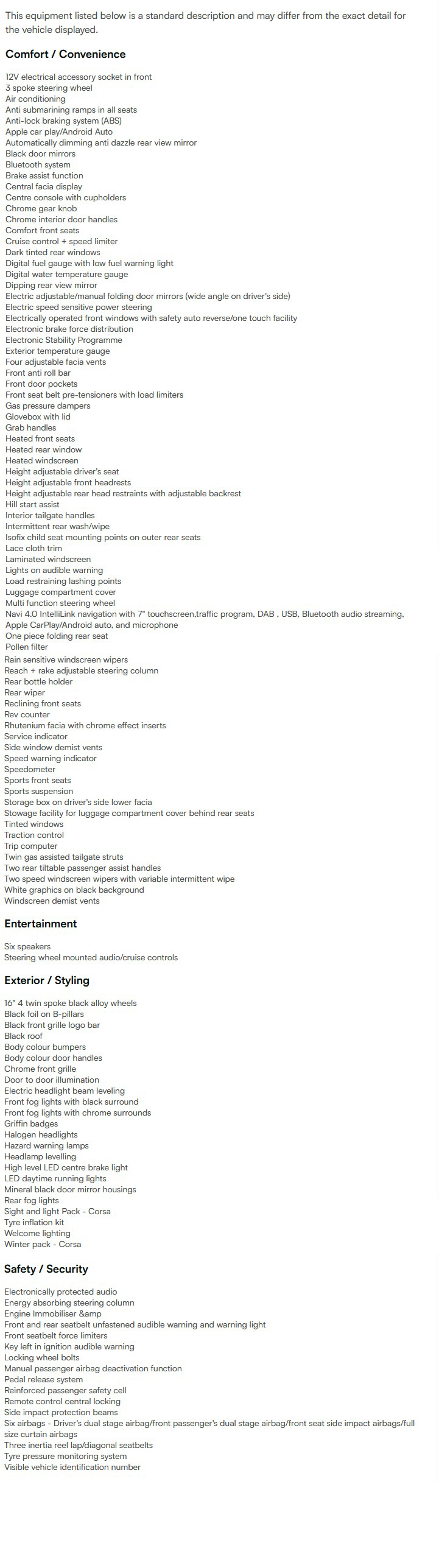 vehicle equipment