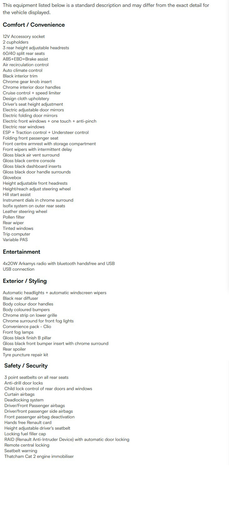 vehicle equipment