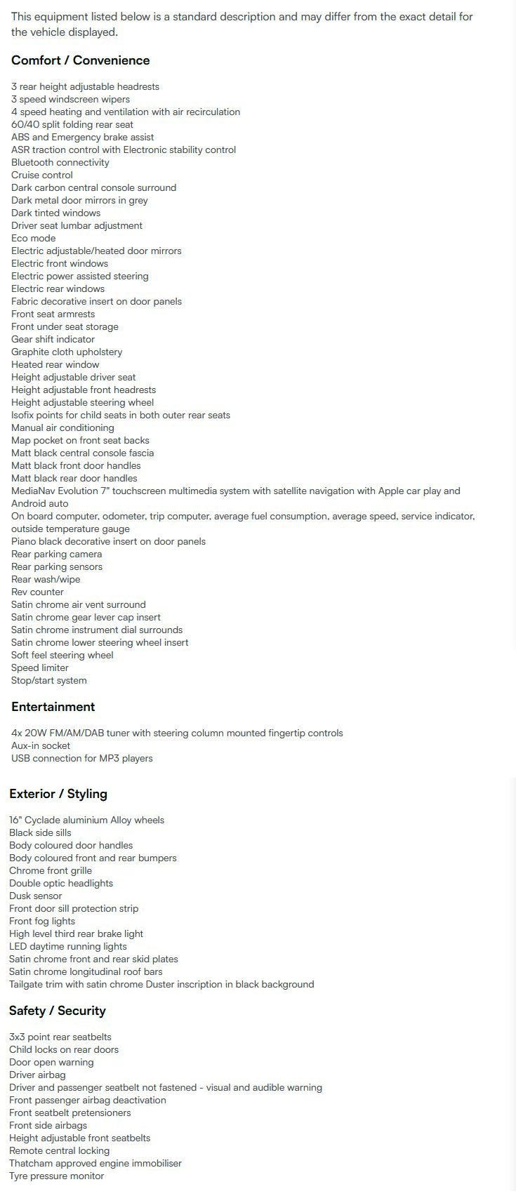 vehicle equipment