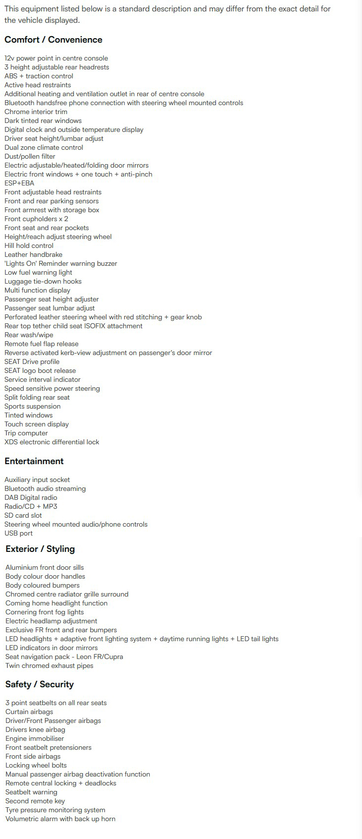 vehicle equipment