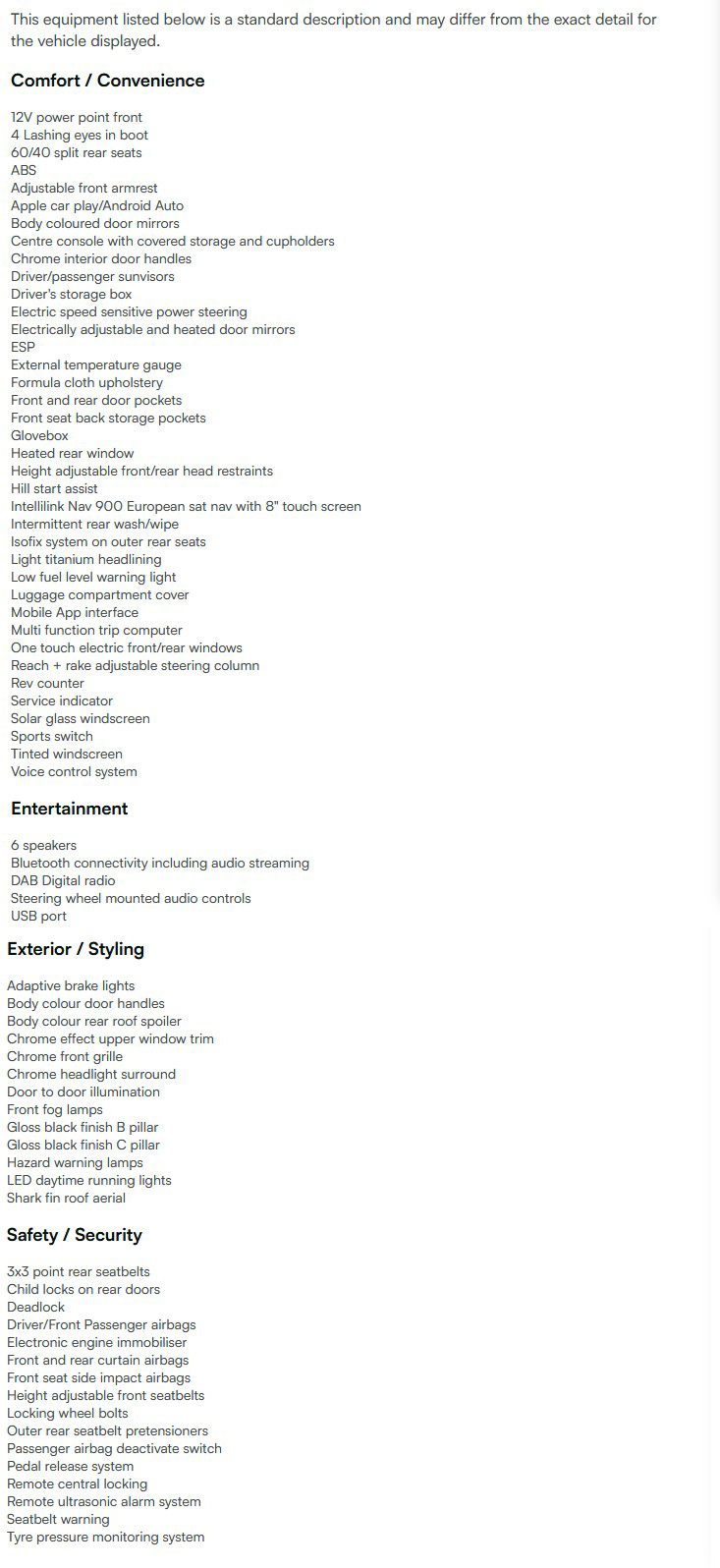 vehicle equipment