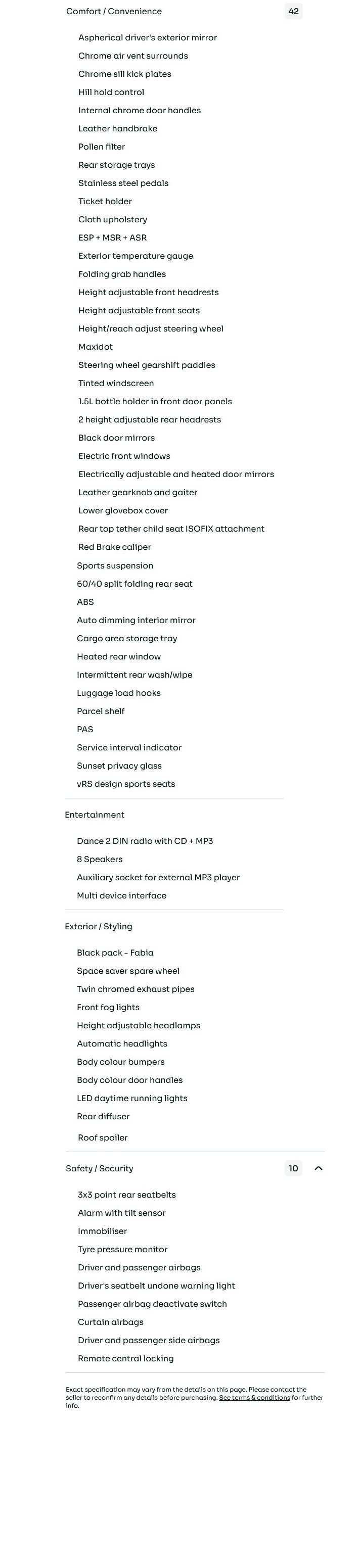 vehicle equipment